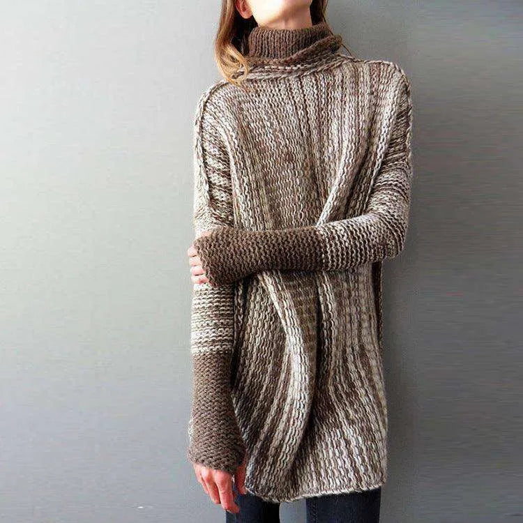 Large long contrast turtleneck sweater - EX-STOCK CANADA