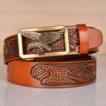 Leather Men's Eagle Embossed Belt - EX-STOCK CANADA