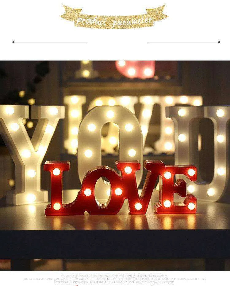 LED Night Light A-Z 0-9 Battery Lamp Wedding Party Decor - EX-STOCK CANADA