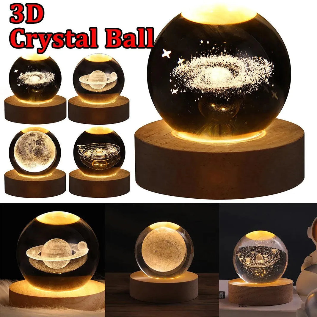 LED Night Light Galaxy Crystal Ball Table Lamp 3D Planet Moon Lamp Bedroom Home Decor For Kids Party Children Birthday Gifts - EX-STOCK CANADA