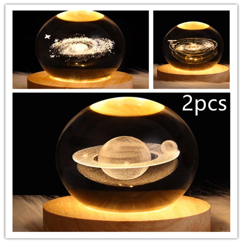 LED Night Light Galaxy Crystal Ball Table Lamp 3D Planet Moon Lamp Bedroom Home Decor For Kids Party Children Birthday Gifts - EX-STOCK CANADA