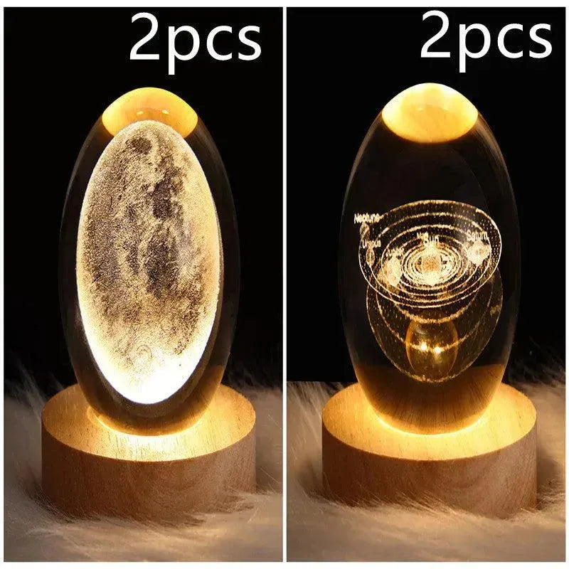 LED Night Light Galaxy Crystal Ball Table Lamp 3D Planet Moon Lamp Bedroom Home Decor For Kids Party Children Birthday Gifts - EX-STOCK CANADA