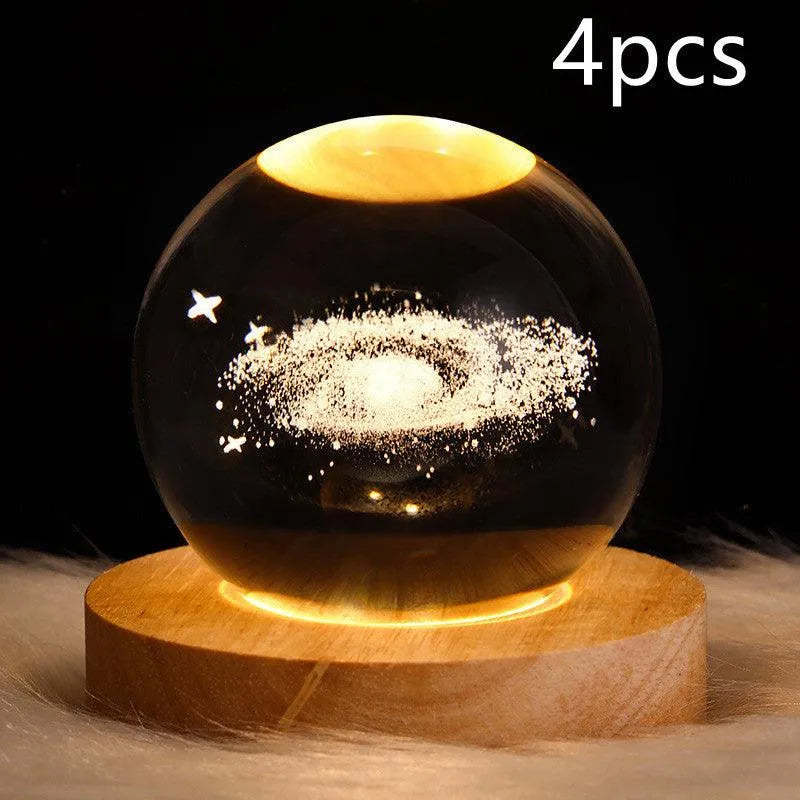 LED Night Light Galaxy Crystal Ball Table Lamp 3D Planet Moon Lamp Bedroom Home Decor For Kids Party Children Birthday Gifts - EX-STOCK CANADA