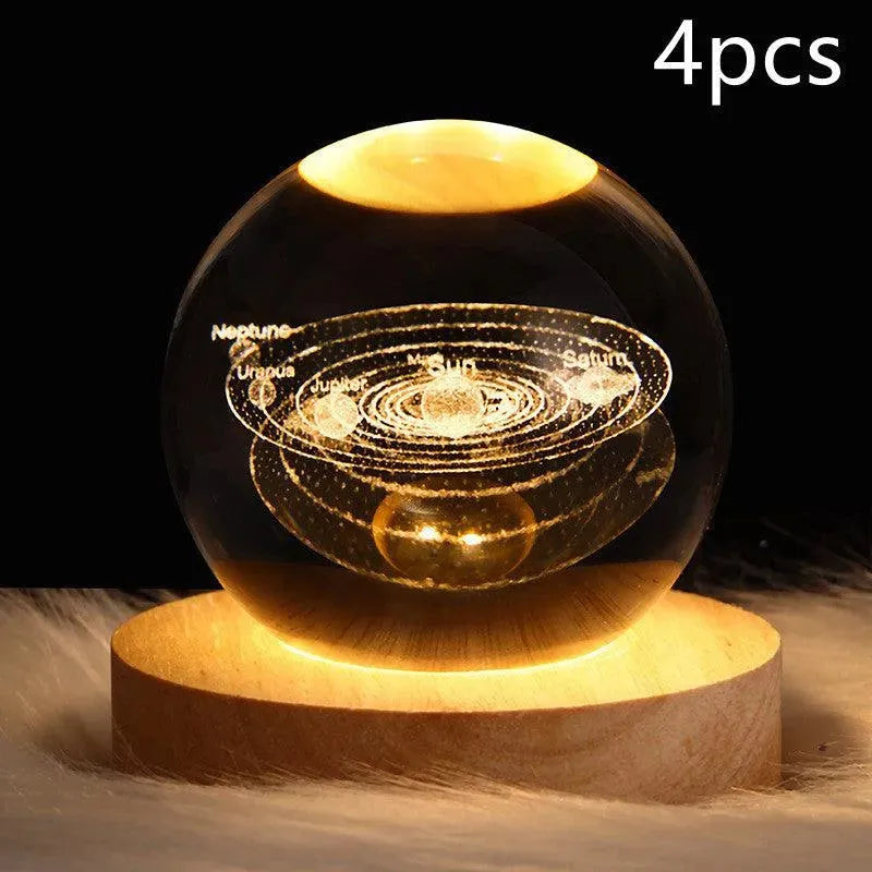 LED Night Light Galaxy Crystal Ball Table Lamp 3D Planet Moon Lamp Bedroom Home Decor For Kids Party Children Birthday Gifts - EX-STOCK CANADA