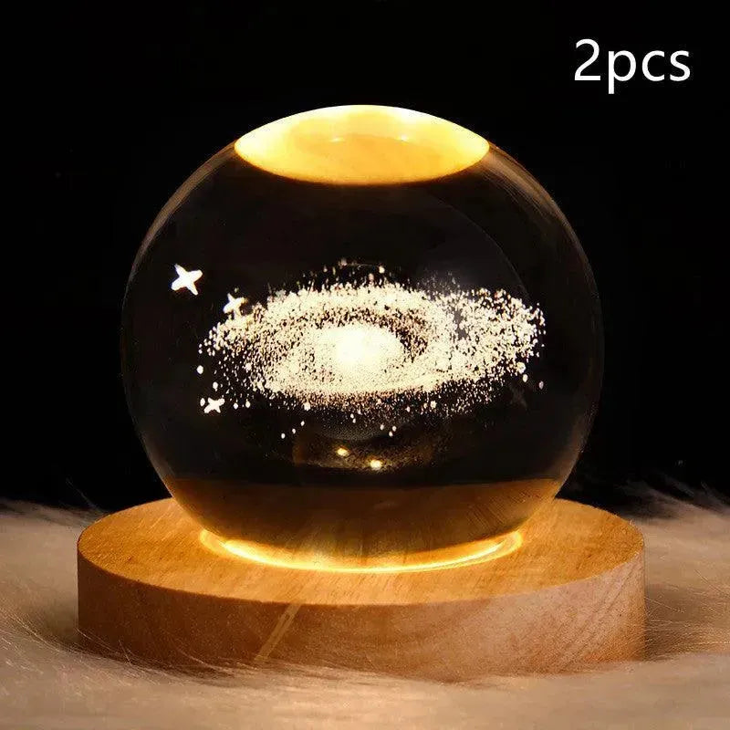 LED Night Light Galaxy Crystal Ball Table Lamp 3D Planet Moon Lamp Bedroom Home Decor For Kids Party Children Birthday Gifts - EX-STOCK CANADA