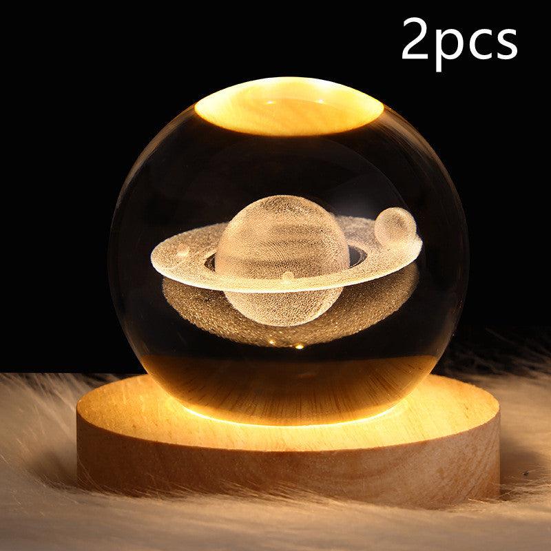 LED Night Light Galaxy Crystal Ball Table Lamp 3D Planet Moon Lamp Bedroom Home Decor For Kids Party Children Birthday Gifts - EX-STOCK CANADA