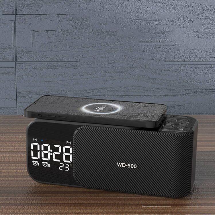 Led Wireless Charging Alarm Clock Fm Radio Bluetooth Speaker With Microphone Temperature Indicator Digital Display Speakers - EX-STOCK CANADA