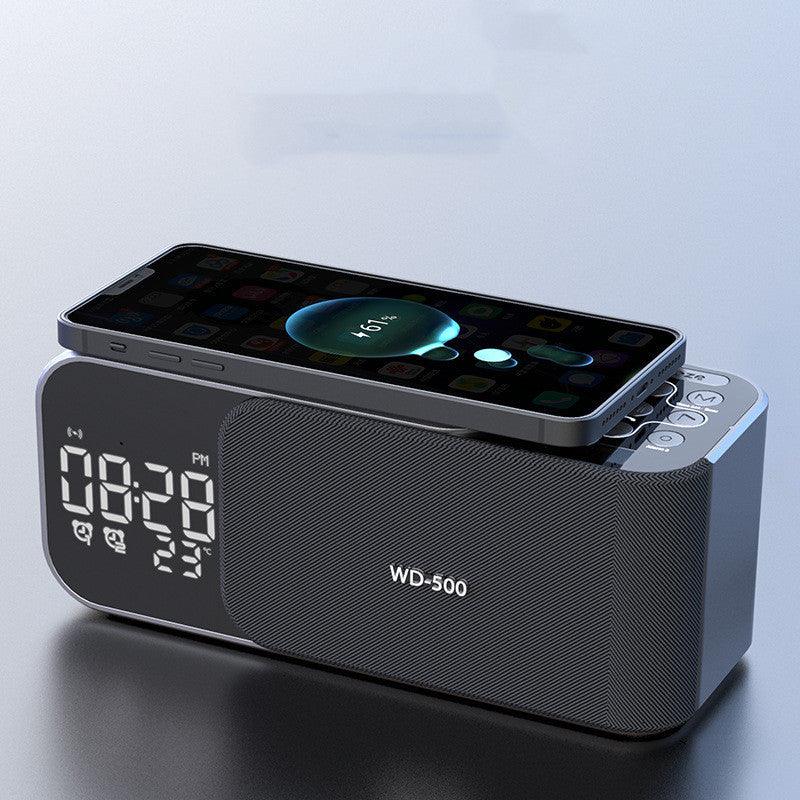 Led Wireless Charging Alarm Clock Fm Radio Bluetooth Speaker With Microphone Temperature Indicator Digital Display Speakers - EX-STOCK CANADA