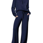 Leisure Sports Suit Long-sleeve Zipper Sweatshirt Wide Leg Pants Two-piece Set - EX-STOCK CANADA