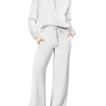 Leisure Sports Suit Long-sleeve Zipper Sweatshirt Wide Leg Pants Two-piece Set - EX-STOCK CANADA