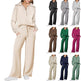 Leisure Sports Suit Long-sleeve Zipper Sweatshirt Wide Leg Pants Two-piece Set - EX-STOCK CANADA