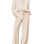 Leisure Sports Suit Long-sleeve Zipper Sweatshirt Wide Leg Pants Two-piece Set - EX-STOCK CANADA