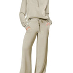 Leisure Sports Suit Long-sleeve Zipper Sweatshirt Wide Leg Pants Two-piece Set - EX-STOCK CANADA