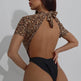 Leopard Print Color Matching Sexy Backless Siamese Bikini - EX-STOCK CANADA
