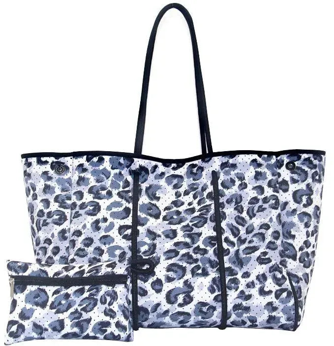 Leopard Print Printed Black Portable Beach Bag Leisure Travel - EX-STOCK CANADA