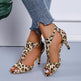 Leopard Print Shoes Open Toe Mid Heel Sandals Party Heels - EX-STOCK CANADA