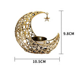 Light Luxury Crescent Moon Star Moon Black Gold Metal Candle Holder Modern Romantic Wedding Christmas Candle Cup Home Decor - EX-STOCK CANADA