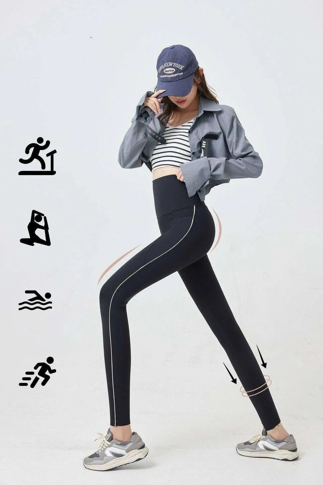 Line Dungarees Thick Shark Pants High Waist Hip Lift Leggings - EX-STOCK CANADA