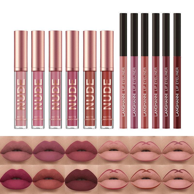 Lip Liner And Lipstick Makeup 12 Pcs Set 6 Matte Lipstick 6 Lip Liner Pens Waterproof Long Lasting Matte Lipstick Beauty Cosmetics Makeup Gift For Girls Lipstick Set - EX-STOCK CANADA