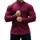 Long Sleeve Shirt Men Casual Button Down Slim Tops Solid Color Casual Mens Clothing - EX-STOCK CANADA