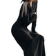 Long Sleeve Slimming Black Evening Dress - EX-STOCK CANADA