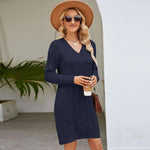 Long Twisted Basic Knitted Dress - EX-STOCK CANADA