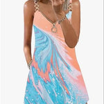 Loose Sleeveless Sling Summer Beach Printed Floral Mini Dress - EX-STOCK CANADA