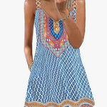 Loose Sleeveless Sling Summer Beach Printed Floral Mini Dress - EX-STOCK CANADA