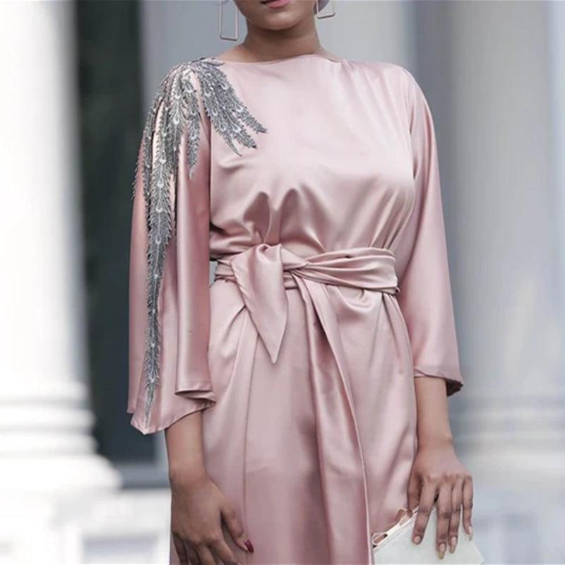 Loriya Middle East Dubai Arabic Exquisite Embroidery Sleeve Cardigan Women's Dress - EX-STOCK CANADA