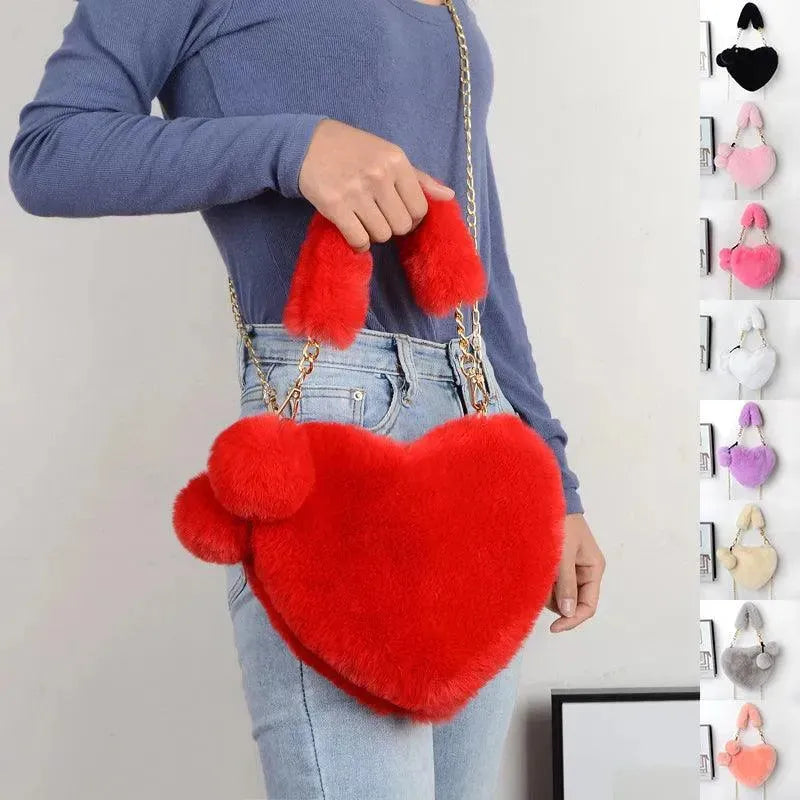 Love Bags Soft Plush Handbags Women Valentine's Day Party Bag - EX-STOCK CANADA