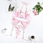 Love Drill Buckle Sexy Cutout Embroidered Sexy Lingerie Suit - EX-STOCK CANADA