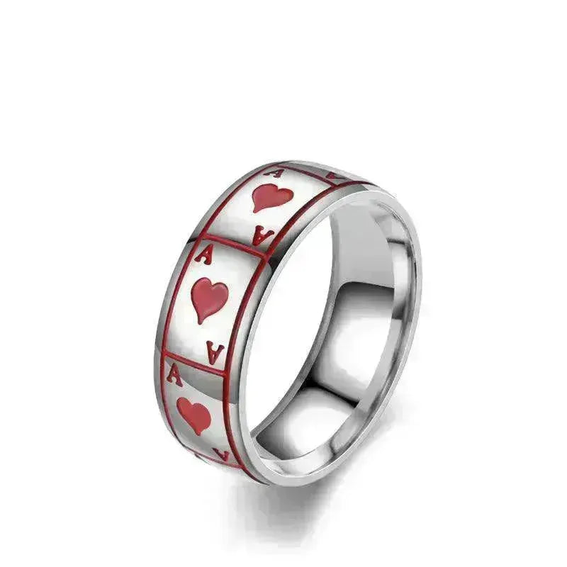 Lucky Of Spades Titanium Steel Magic Playing Card Stainless Steel Ring - EX-STOCK CANADA