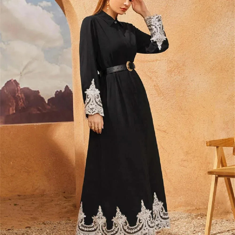 Luxurious Embroidered Blouse Lace Cardigan Dress for Beautiful Arab Dubai Turkey Middle Eastern Women - EX-STOCK CANADA