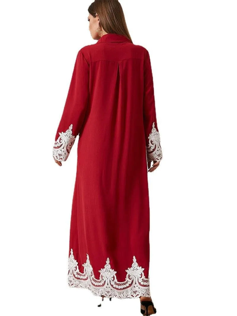 Luxurious Embroidered Blouse Lace Cardigan Dress for Beautiful Arab Dubai Turkey Middle Eastern Women - EX-STOCK CANADA