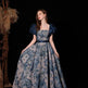 Luxurious Princess Court Oil Painting Style Tube Top Blue Evening Dress Bowl Gown - EX-STOCK CANADA