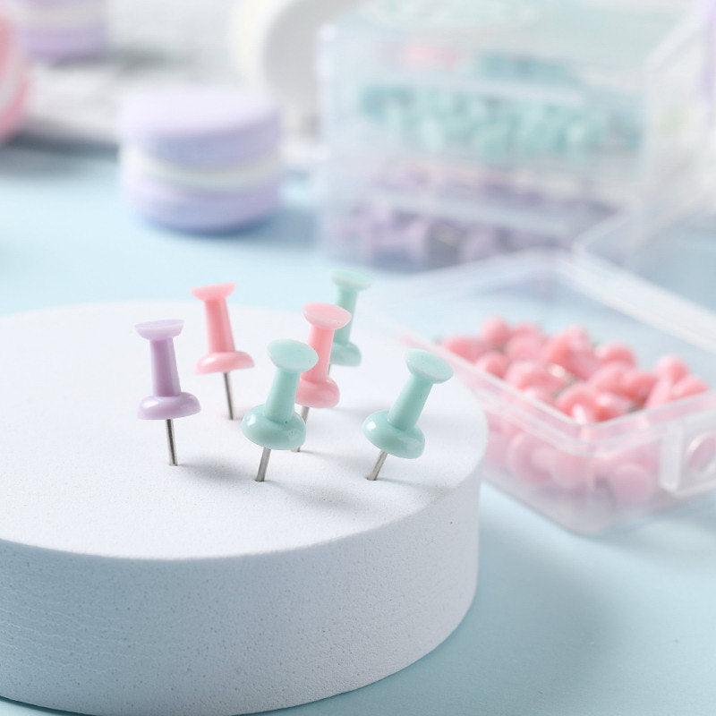 Macaron Color Boxed Push Pin Simple Creative Large Small Size Plastic Pushpin Office Supplies - EX-STOCK CANADA