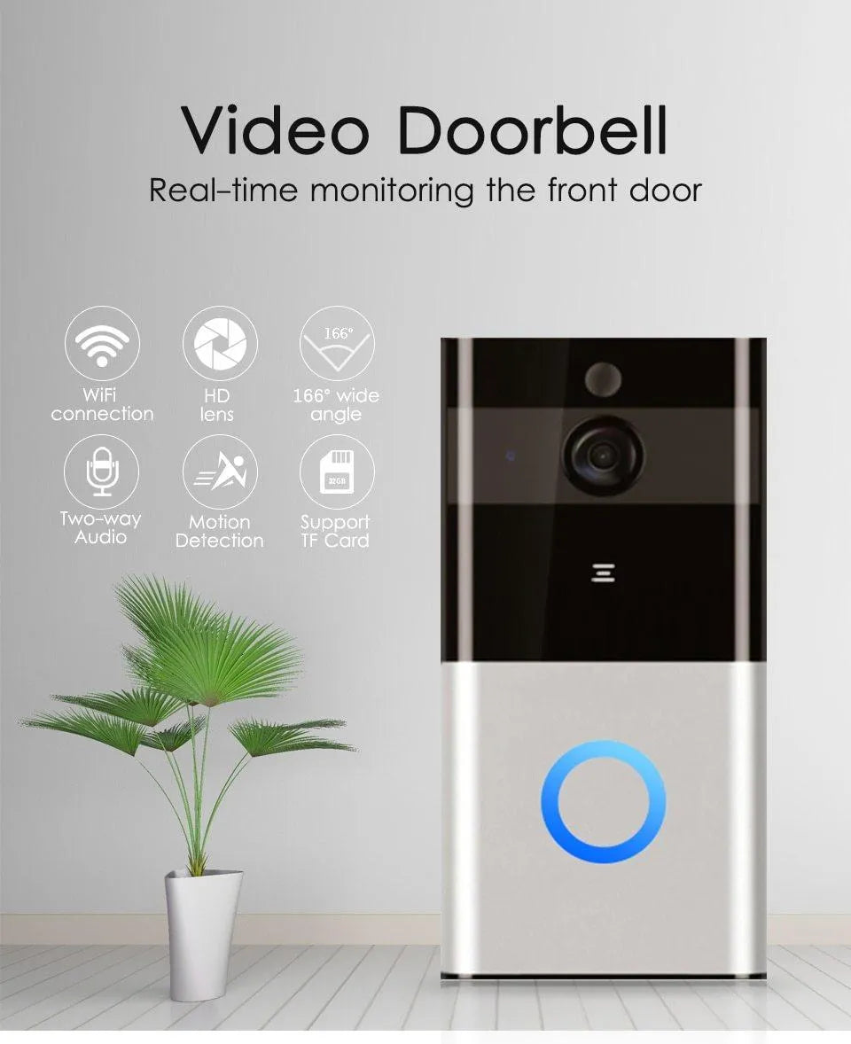 Marlboze 720P WIFI Visual Doorbell Wireless Intercom Doorbell PIR Motion Detection Night View SD card Video Smart Doorbell Ring - EX-STOCK CANADA