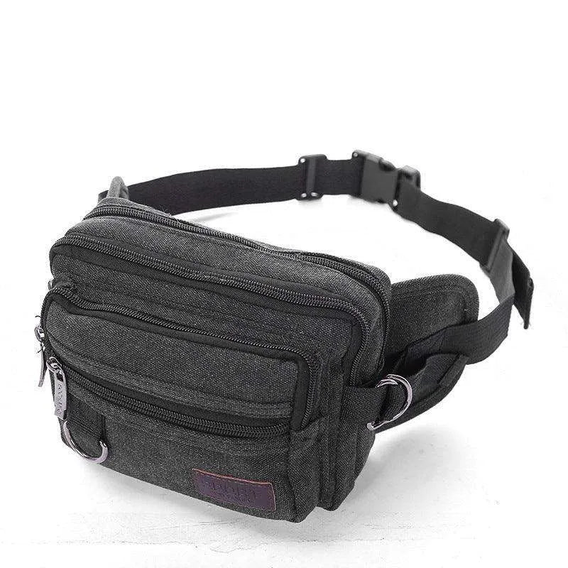 Men Canvas Fanny Pack With 4 Zipper Pockets Waist Bag - EX-STOCK CANADA