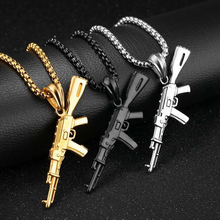 Men's AK47 Titanium Steel Street Hip-hop Electroplating Stainless Steel Gun Necklace - EX-STOCK CANADA