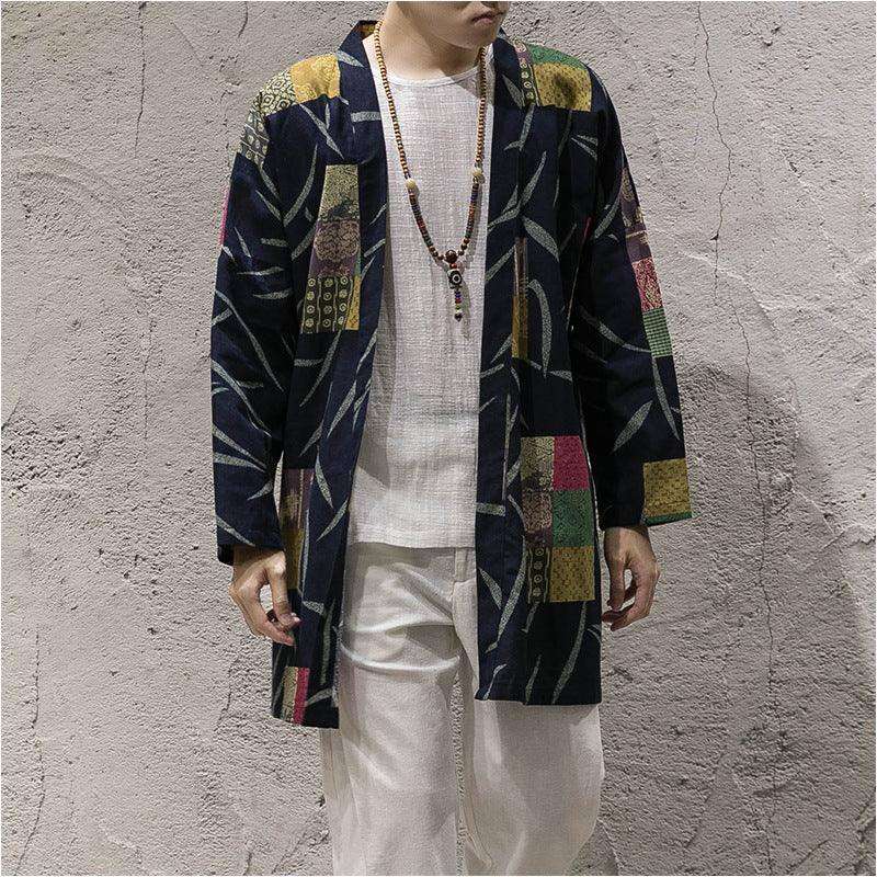 Men's Autumn windbreaker Korean version long buckle less cloak jacket - EX-STOCK CANADA