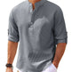 Men's Casual Shirt Long Sleeve Stand Collar Solid Color Shirt Mens Clothing - EX-STOCK CANADA