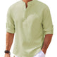 Men's Casual Shirt Long Sleeve Stand Collar Solid Color Shirt Mens Clothing - EX-STOCK CANADA