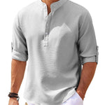 Men's Casual Shirt Long Sleeve Stand Collar Solid Color Shirt Mens Clothing - EX-STOCK CANADA