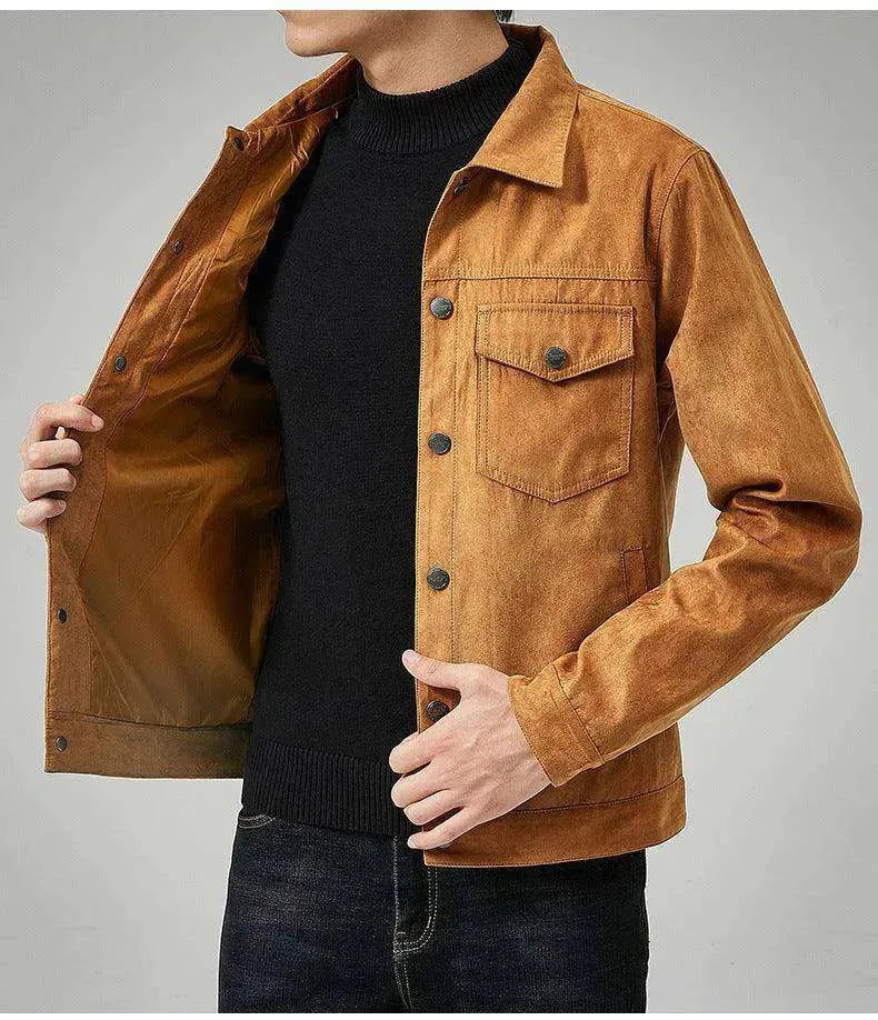 Men's Casual Suede Brushed Fabric Youth Fashion British Style Jacket - EX-STOCK CANADA