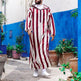 Men's Color Blocking Striped Long Arab Robe Hoodie - EX-STOCK CANADA