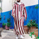 Men's Color Blocking Striped Long Arab Robe Hoodie - EX-STOCK CANADA
