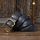 Men's Cowhide Vintage Distressed Pleated Brass Buckle Belt - EX-STOCK CANADA