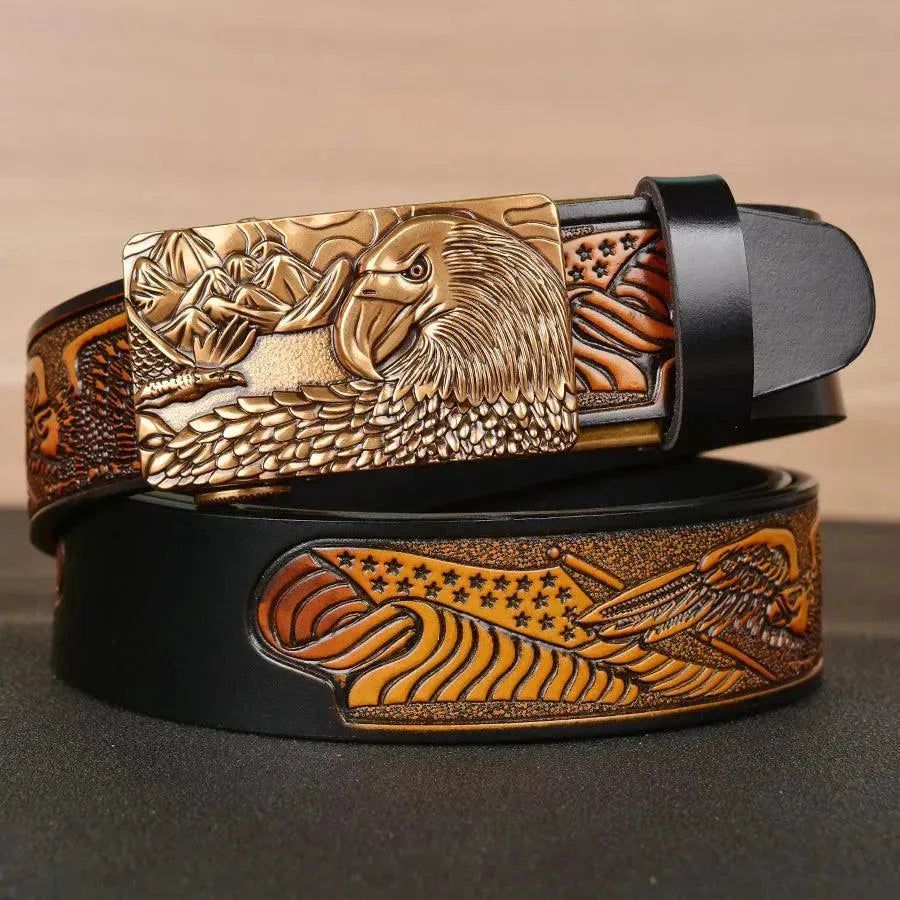 Men's Fashion Belt Eagle Wings Embossing - EX-STOCK CANADA