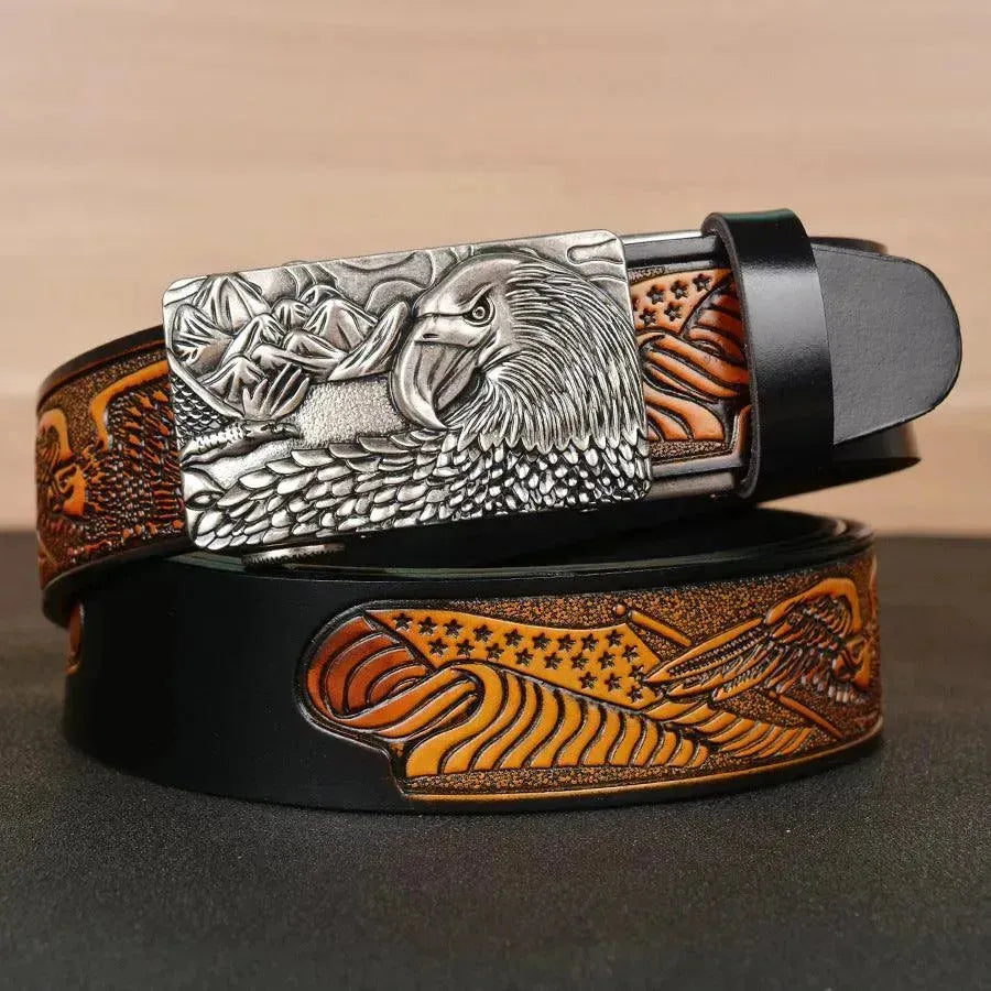 Men's Fashion Belt Eagle Wings Embossing - EX-STOCK CANADA