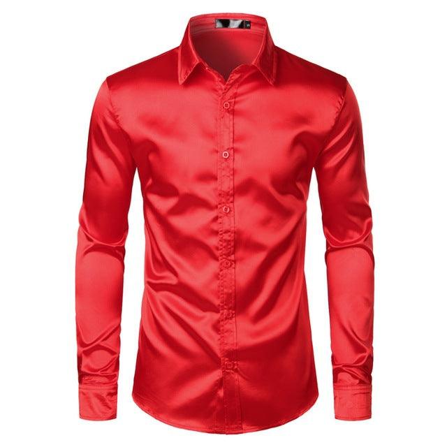 Men's Fashionable Satin Polyvinyl Alcohol Fiber Shirt - EX-STOCK CANADA